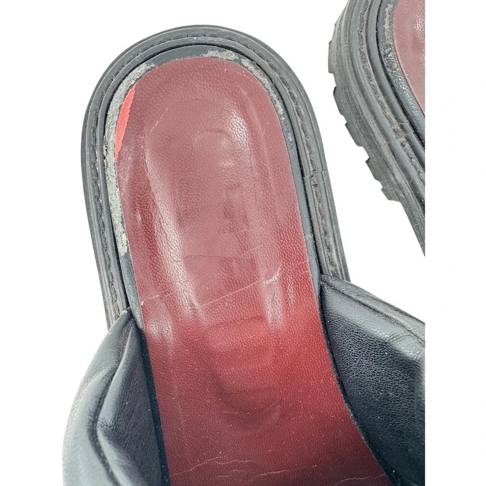 Staud Astro Slide Sandals Black Leather Puffy Padded Platform Lug Sole Slide 39